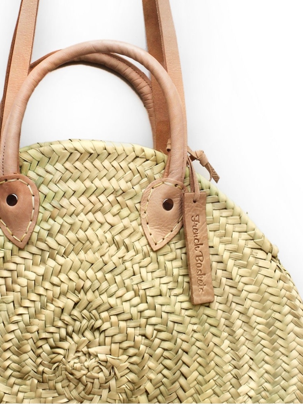 New Round Straw Tote with Tan Leather Handles French
basket market - Picture 2 of 4